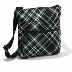 thirty-one Bag Crossbody Purse Black White Plaid Academia Preppy Classic